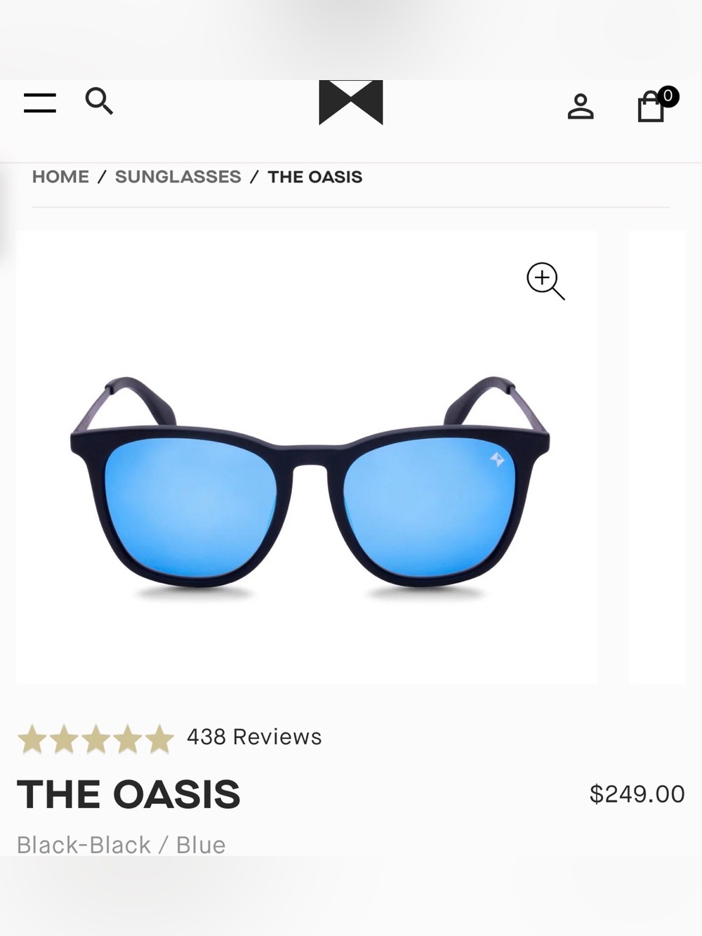 The Oasis Men’s Sunglasses — Black Frame with Blue Lenses